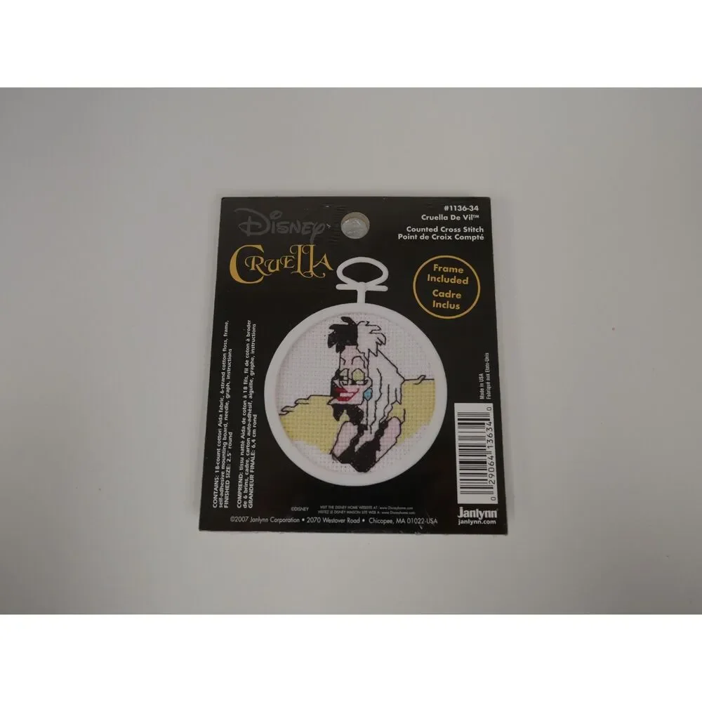 Disney Cruella De Vil Counted Cross Stitch Kit Frame Included Sealed